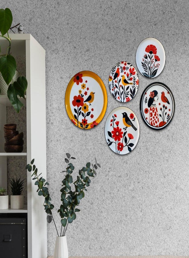 IT2M Metal Bird Flower and Lady Decorative Wall Plates for Wall Decor| Home Décor Items for wall | Wall Décor Items for Living Room, Bedroom, Office Décor | Wall Hanging Decoration | Room Decoration Item for bedroom |Set of 5 - Image 5